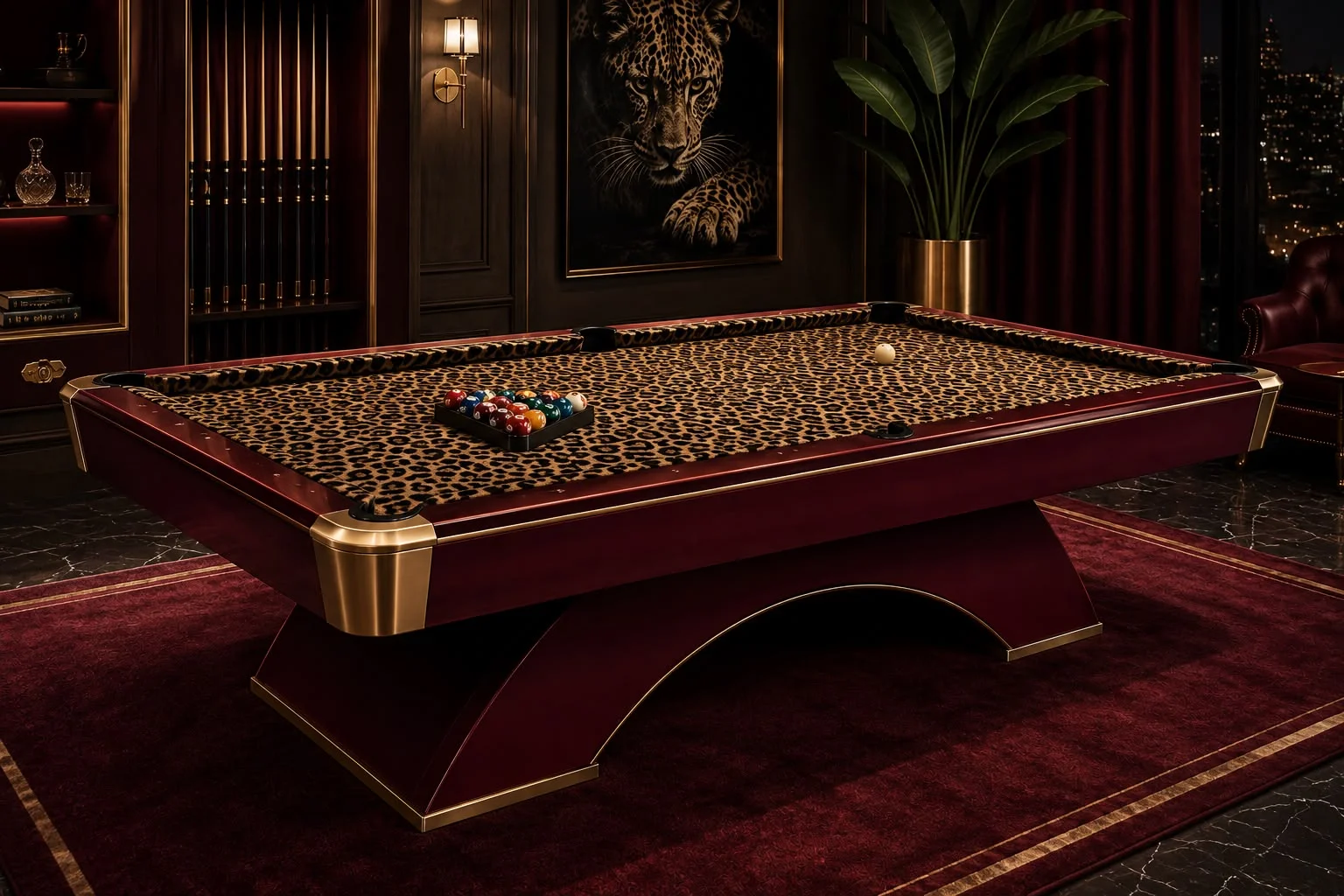 Mesa de billar de diseño exclusivo para hoteles de lujo y clubes privados.